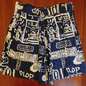 VTG Rialto Navy Blue Graphic Women HI RISE Bermuda Shorts (315)